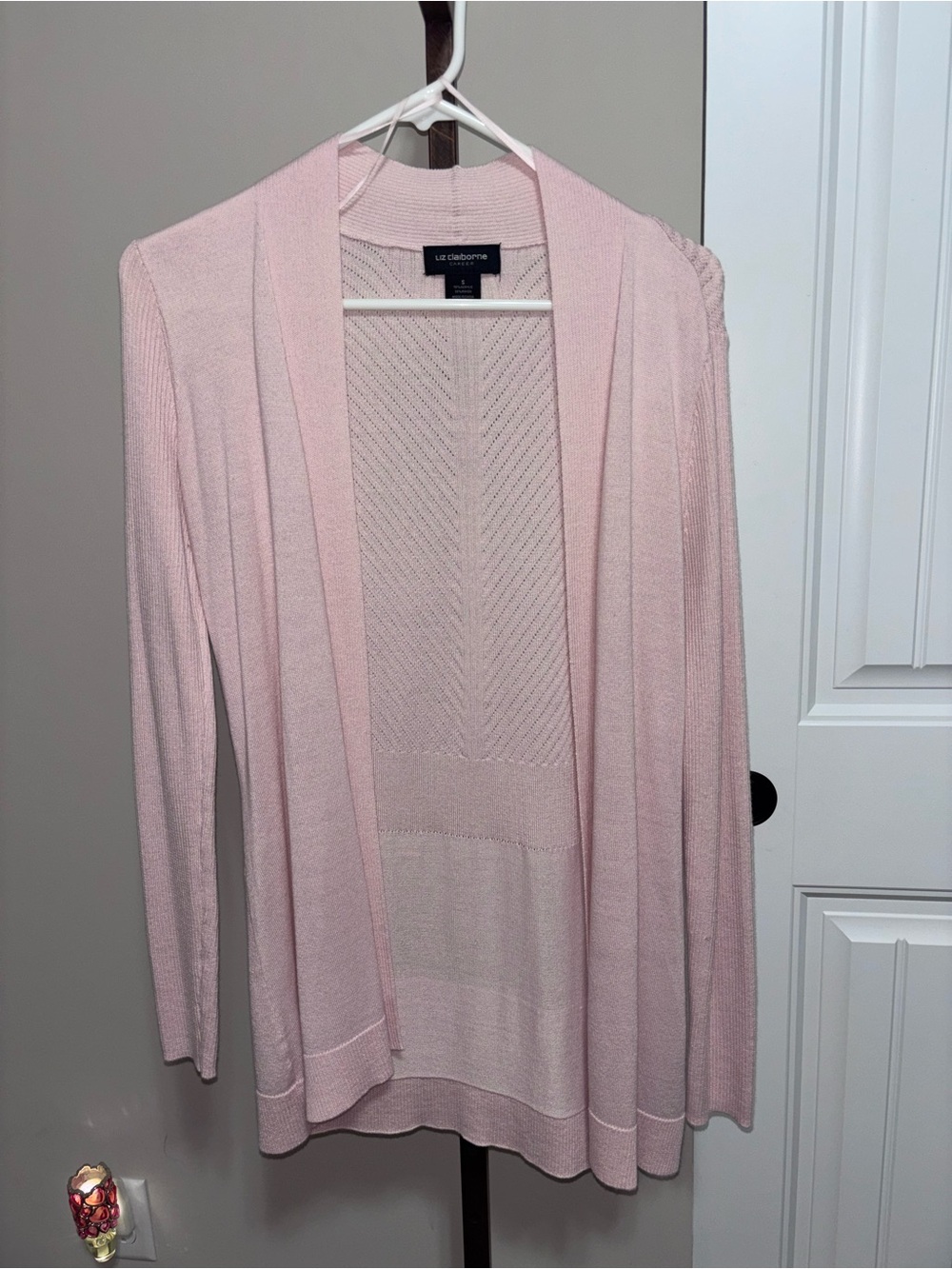 Liz Claiborne Soft Pink Open-Front Cardigan